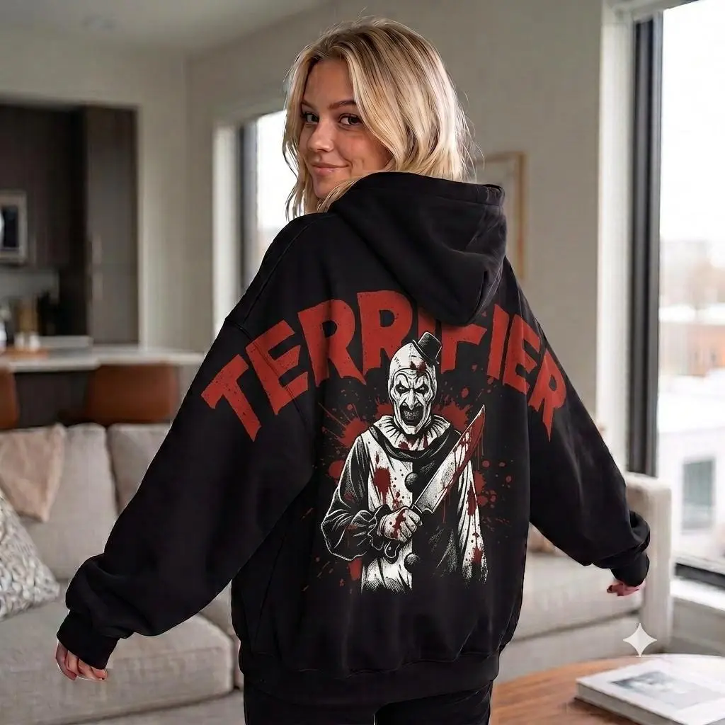 Shoulder-to-Shoulder Terrifier Art The Clown Hoodie, Special Edition Horror Shirt, Funny Halloween Tshirt, Scary Movie Fan Gift Unisex
