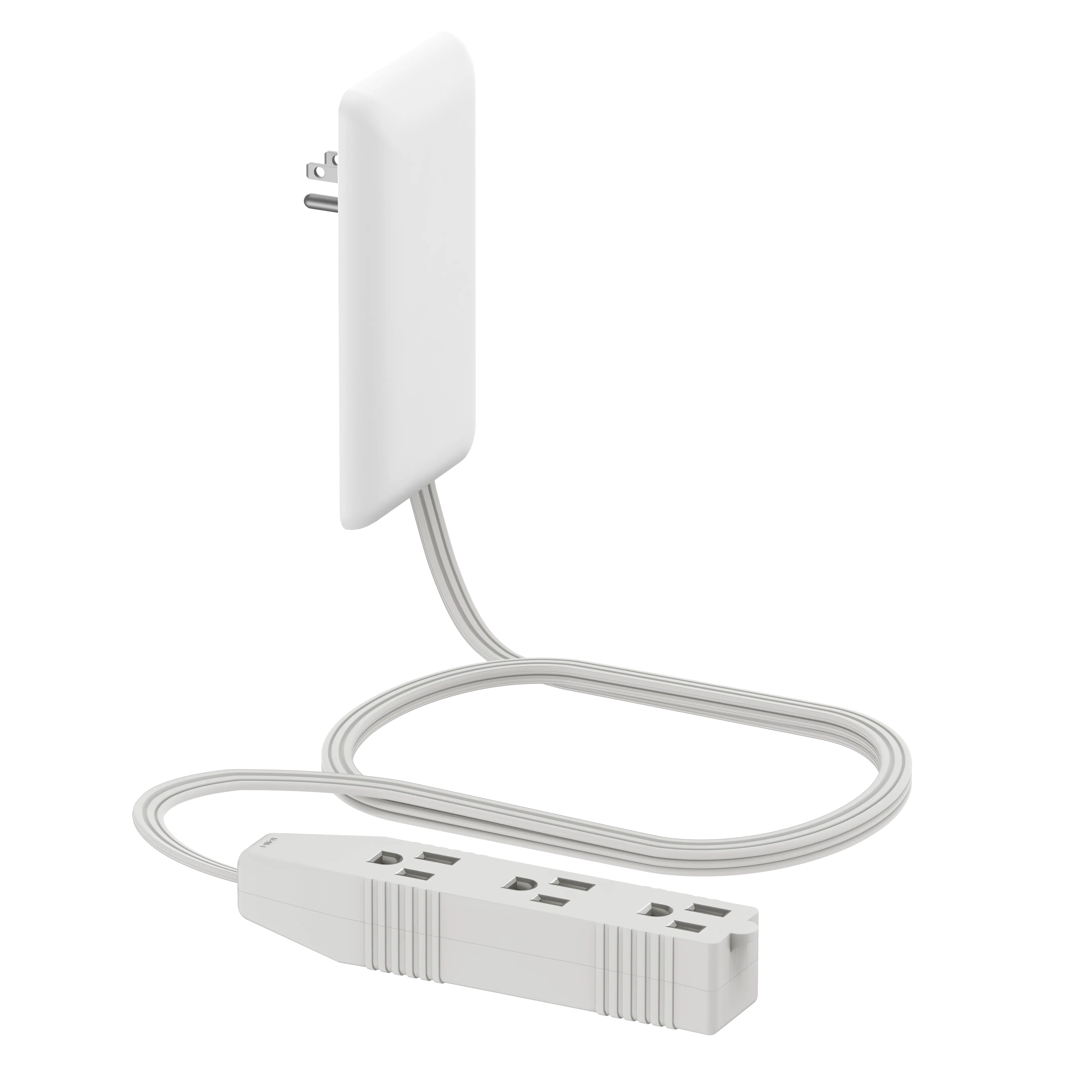LIDER Ultra-Thin Wall Plate Plug Outlet Extender with 3 Receptacles, Flat-Face Plug with Cord Extender and 3-Outlet Power Strip, 3ft Cord