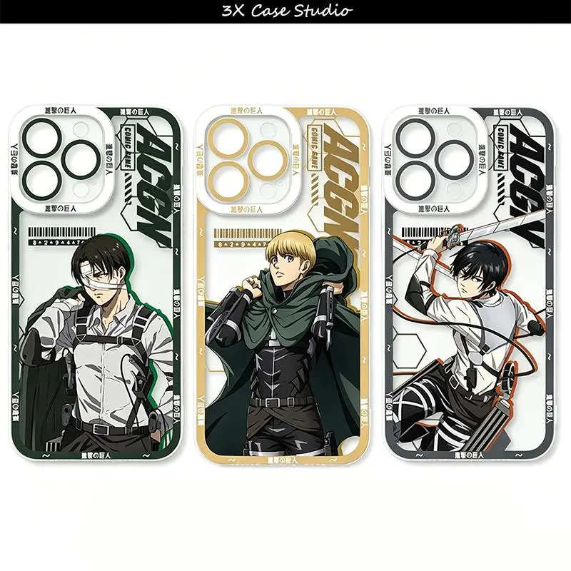 Anime Attack on Titan Mikasa Ackerman Levi Ackerman Clear Phone Case For iPhone 17 16 15 14 13 12 Pro Max Plus Anti Fall Birthday And Holiday Gifts Case Cover