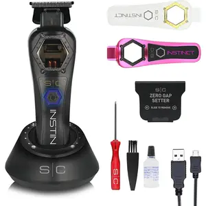 Stylecraft Instinct Trimmer Metal Edition by Gamma Più, Men's Professional Hair Clipper with Intuitive Torque Control, 180 Min Wireless Autonomy, 0 Gap Adjustable Blade, 3 Covers Carbon