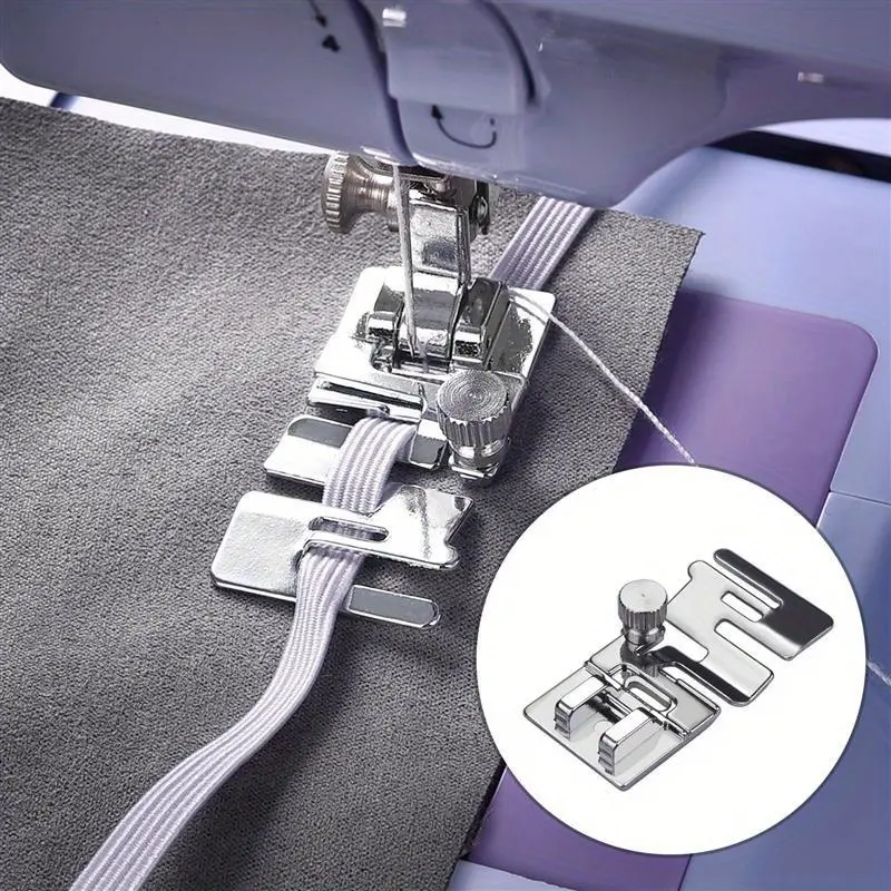 5pcs Snap-On Elastic Band Presser Foot - 25mm, Durable Metal for Precise Rolled Hem Sewing | Easy Adjust Needle Position