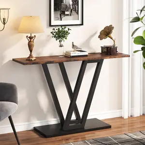 Console Table, Industrial Hallway Table for Entryway, 43 Inch Entryway Tables Narrow Sofa Table for Living Room, Stable Metal Frame & Easy Assemble