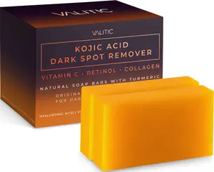 Kojic Acid Dark Spot Remover Soap Bars with Vitamin C, Retinol, Collagen, Turmeric (2 Pack)