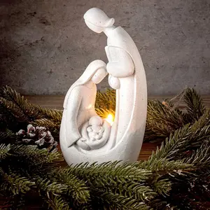 Christmas Nativity Candles Holder Nativity Figurine Set Advent Candlestick Holder Centerpiece Decoration Christmas Statue Figurines Decorations Indoor for Xmas Home Decor