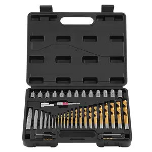 fathersdaygift VEVOR Screw Extractor Set with Drill Bits, 41 Pieces, Easy Out Bolt Extractors and Drill Bits, with Adapters, Solid Storage Case, Cr-Mo Steel for Removing Rounded, Broken, or Stripped Bolts, Screws