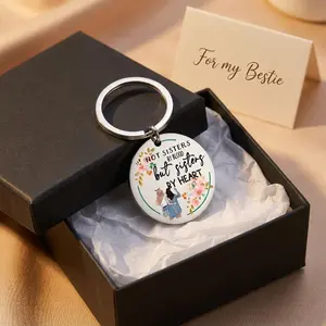 Bestie Gift Friendship Keychain Not Sisters By Blood Soulmate Keyring Cute BFF Bag Charm daughter trending