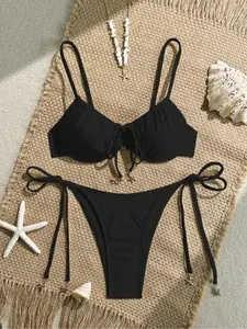 2026 New Solid Color Two-Piece Bikini, Sexy Star Pendant, Soft Foam Underwire Design, Perfect for Beach Vacations and Gifts