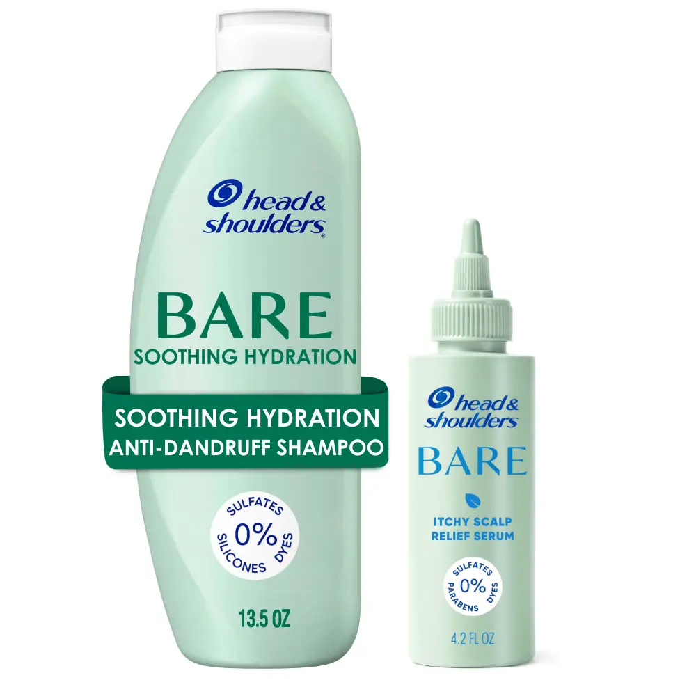 Head & Shoulders BARE Soothing Hydration Anti-Dandruff Shampoo (13.5 fl oz) and Itchy Scalp Relief Serum (4.2 fl oz) - 2pc Set