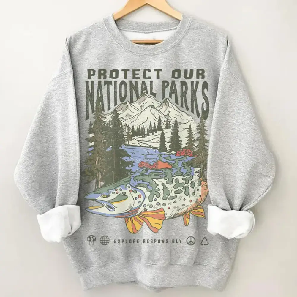 90s National Parks Sweatshirt, Respect the Local Wildlife Pullover, Granola Girl Hiking Shirt, Camping Graphic Crewneck, Wanderlust Top, Casual