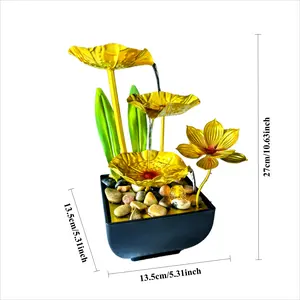 Tabletop Fountain Water Fountain Indoor Waterfall Fountain 3-Tier Lotus Desk Fountain Relaxation Home Decor Including Lots Of Rocks And Soothing Sound Machine