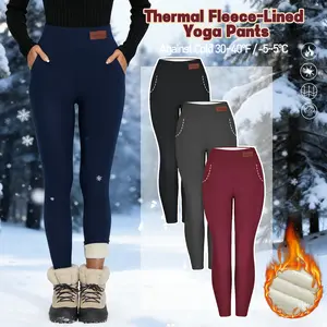 Women's Winter Warm Nylon Fleece-Lined Yoga Pants - Soft Insulated Leggings for Cold Weather Yoga, Outdoor Workouts, Nylon Material