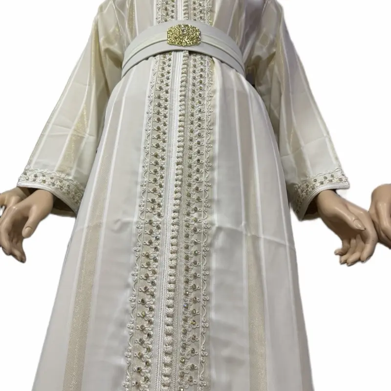Moroccan Velvet Kaftan Jalabia Dress with Colorful Embellishments & Gold Trim Details One Size Maxi Boho Caftan for Modesty