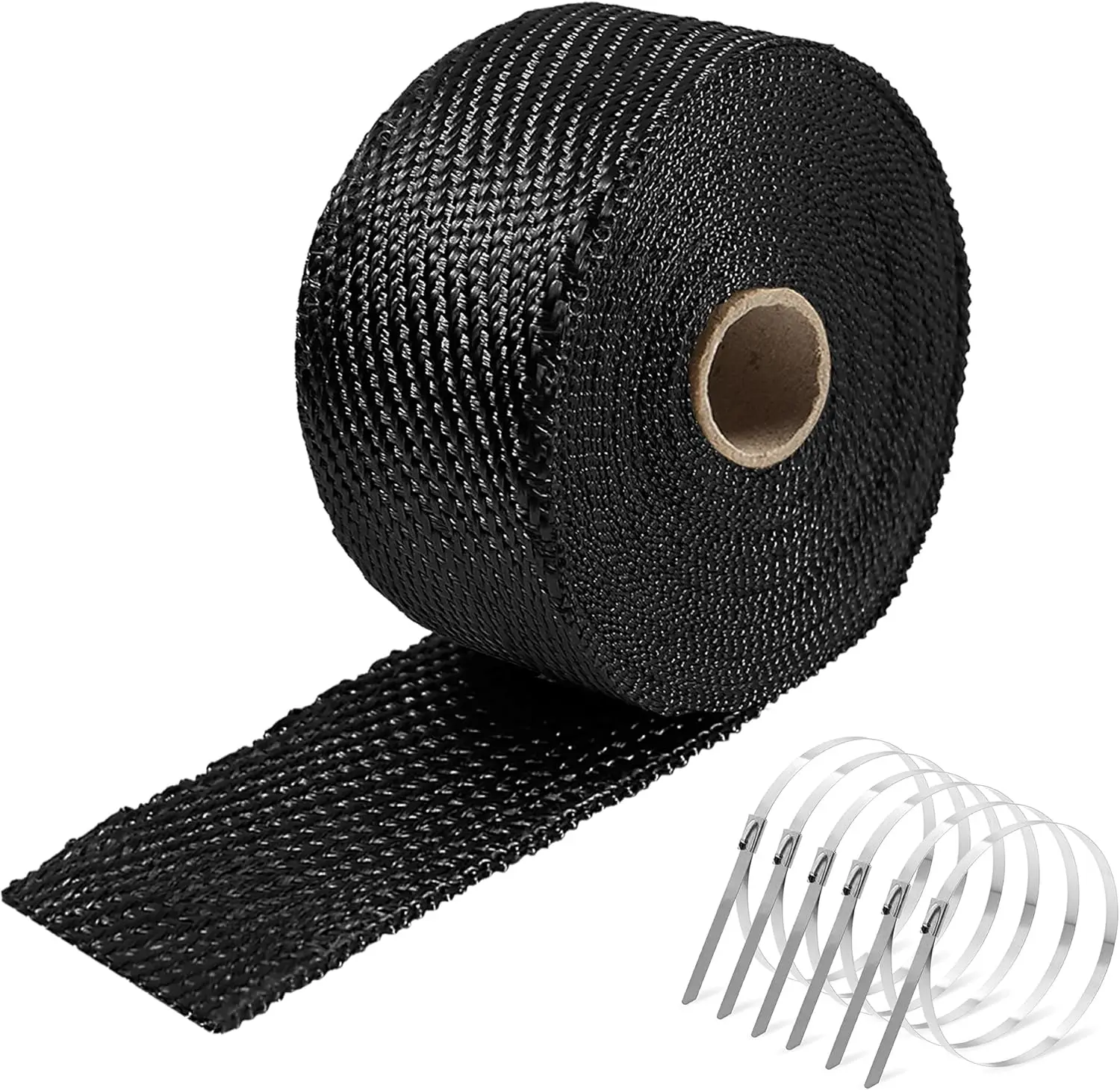 Exhaust Wrap 2" x 16FT, High Temp Header Wrap with 6 Stainless Steel Ties