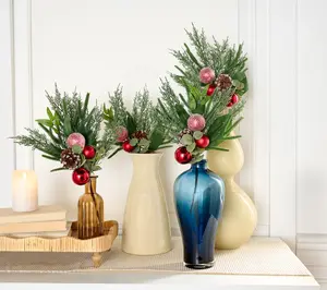 Set of 4 Ornament, Pinecone, and Pine Picks by Valerie