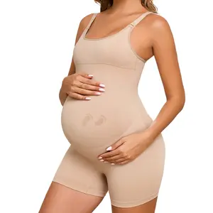 Y25D Women's Maternity Bodysuit Pregnancy Workout Shapewear Yoga Sleeveless Tank Top Shorts Seamless Romper Jumpsuit Maternityclothes Pregnant