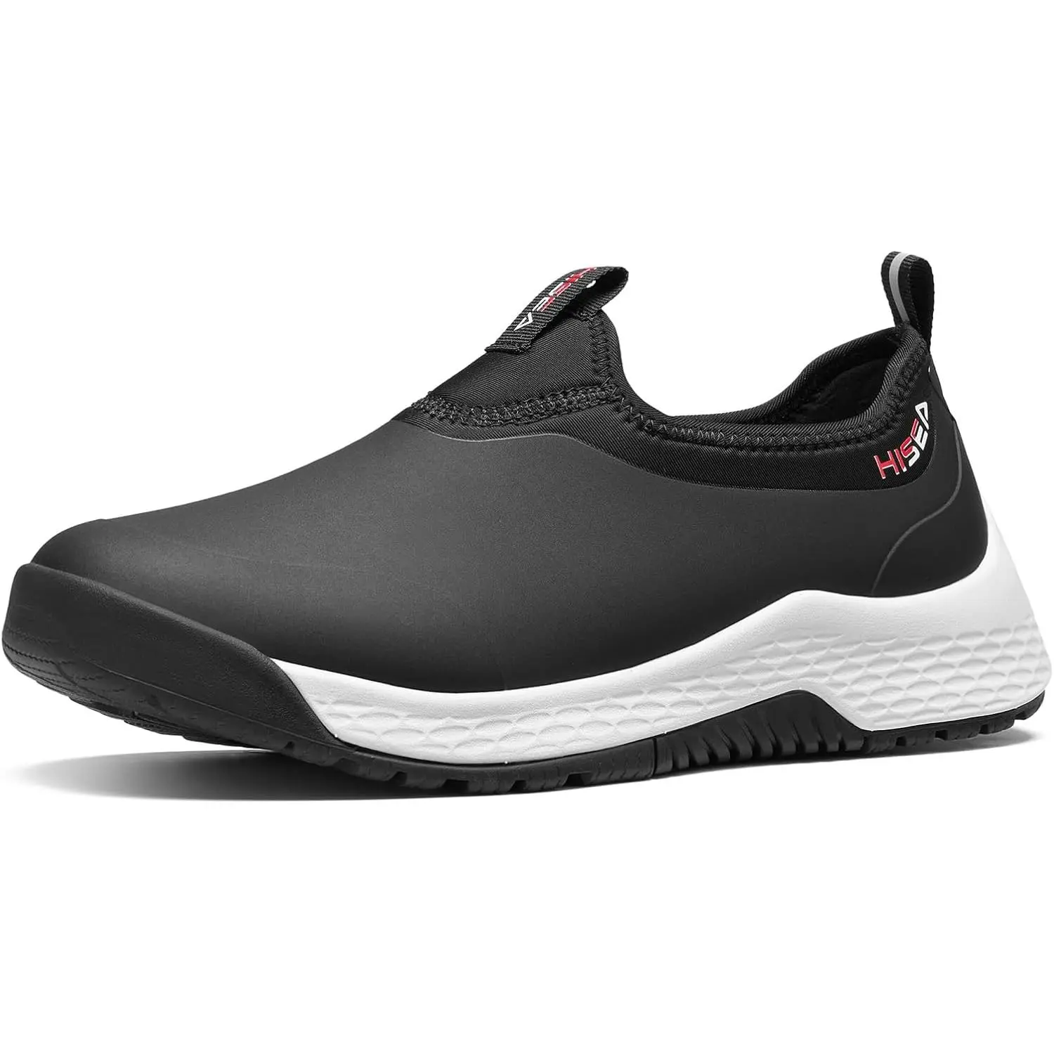 HISEA Men's Ankle Rain Boots - Slip-On, Waterproof Synthetic Rubber Shoes with TPU Upper, Arch Support, Foam, Flat EVA Sole, Round Toe for Garden, Outdoor Use All Seasons