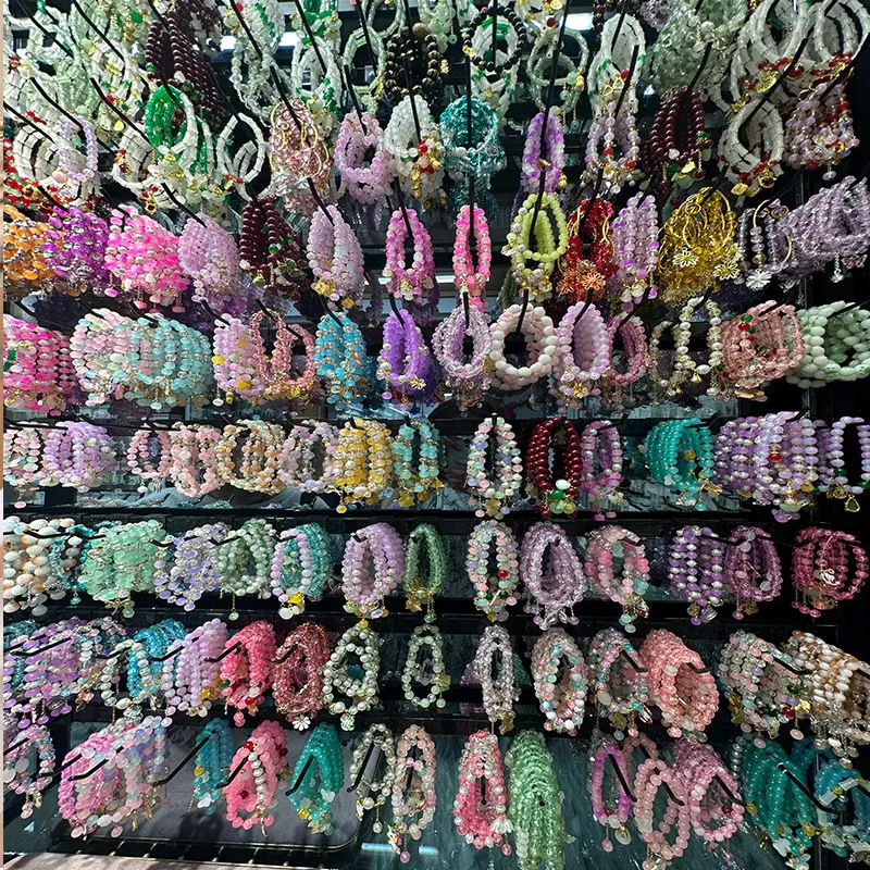 20pcs Colorful Glass Charm Bracelets Jewelry Set with Fish Tail, Butterfly, Star & Moon Charms, Multicolor Elastic Bands, Durable for Teenagers, Daily Wear & Parties, Bulk Wholesale