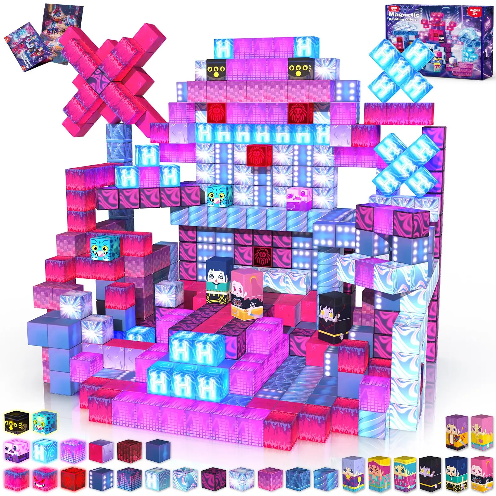 200PCS Magnetic Building Set, Magnet Cubes, STEM Montessori Sensory Kids Stuff, 3+ Years Boys Girls Christmas Birthday Gift