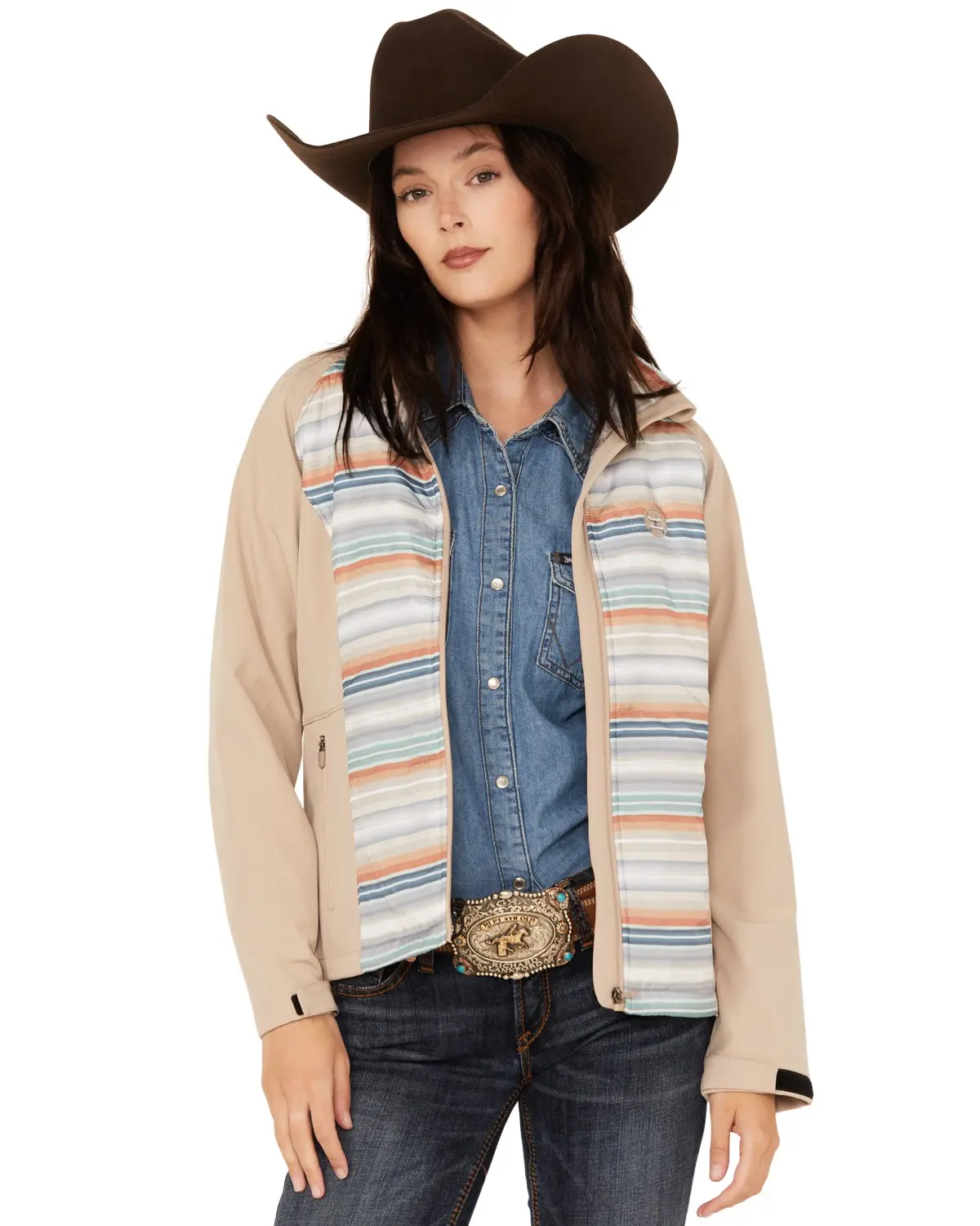 Hooey Women's Women'S Serape Striped Softshell Jacket - Hj102brsp