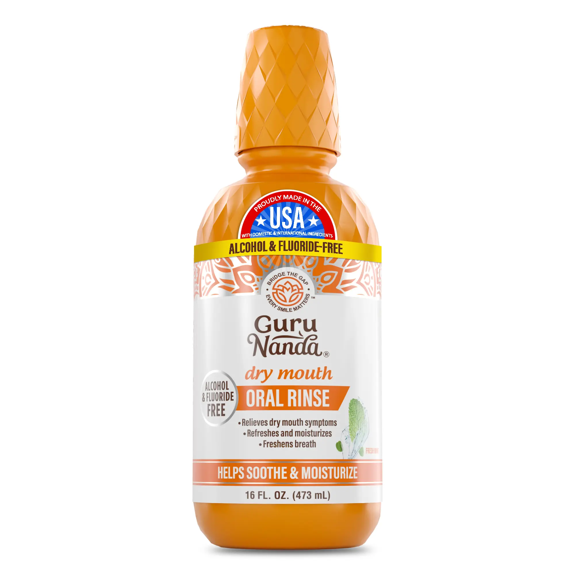 GuruNanda Dry Mouth Oral Rinse, Alcohol & Fluoride Free Mouthwash for Dry Mouth Relief, Oral Comfort & Soothing Hydration, Fresh Mint