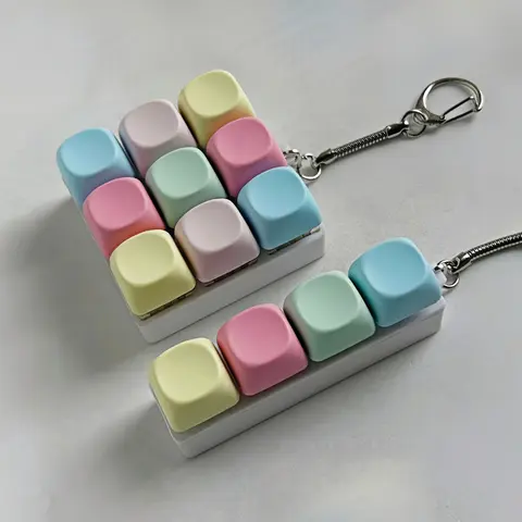 Unisex Eco-Friendly Vintage Silicone & ABS Keyboard Fidget Clicker Keychain - 4 or 9 Plain Keys, Crisp Tactile Feedback, Soft Hand Feel, Stress Reliever, Anxiety Relief Fidget, Durable, Desk Decor, Novelty Gift