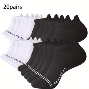 Men's Athletic Ankle Socks 6 Pairs, Moisture Wicking Sports Socks, Cushioned Compression Breathable Casual Crew Socks for Running, Workout, Walking, Hiking, Gym, Camping & Daily Wear
