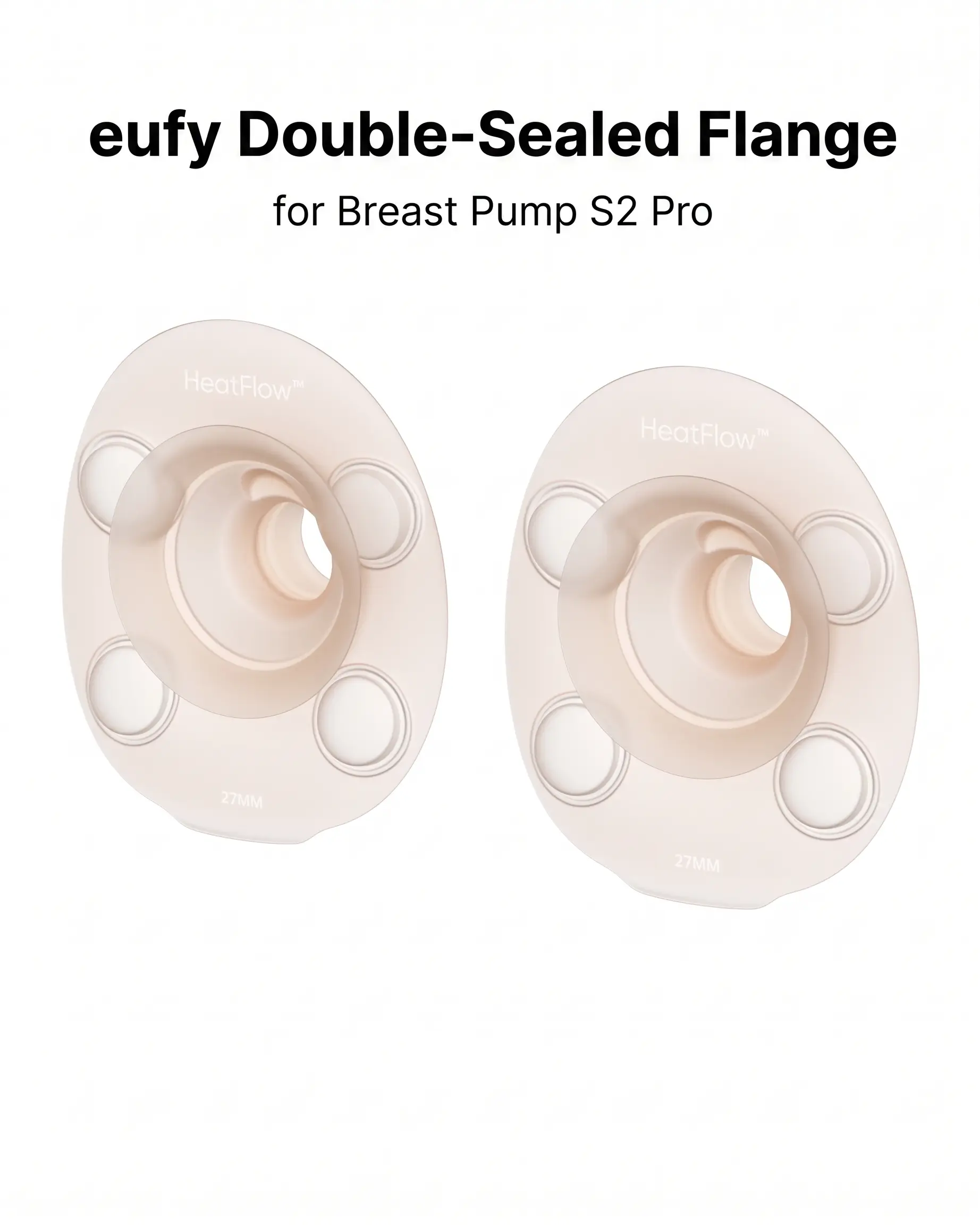 eufy Silicone Double-Sealed Flange for Breast Pump S2, S2 Pro, Silicone Flange, Breastfeeding Accessories
