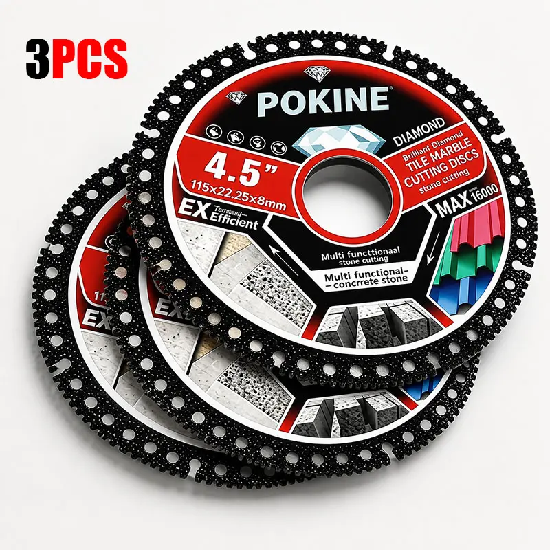 4.5" Diamond Tile Cutting Blade 3PCS/6PCS – Ultra-Thin Angle Grinder Cutting Disc for Ceramic Tile, Marble, Granite & Porcelain, Dry Cut Masonry Construction Tool  SummerVibes