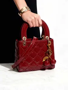 Checkered Bag with Cherry Charm, Fashionable Versatile Handbag, Casual Shoulder Crossbody Bag, Women's Stylish Tote, Everyday Shoulder Bag, Convertible Shoulder Bags