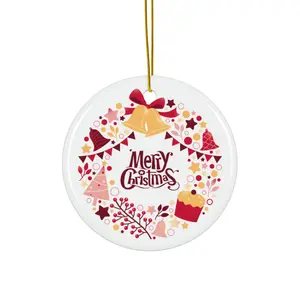 Pink Xmas Ceramic Ornament, 4 Shapes