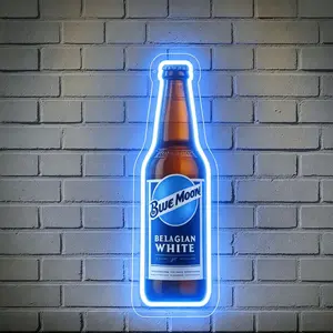 Wall-Mounted Blue Moon Beer Bottle Acrylic Decorative Neon Light, USB-Powered Dimmable, Ideal for Gaming Room, Home Bar, Parties, Holidays, Neon Sign, Home Decor Lighting