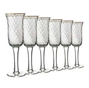 12/48pcs Champagne Glass Cups in Silver, Gold Rim, Champagne Flutes - 6 Oz Classic Champagne Glasses Elegant Toasting Flutes, Long Stem Champagne Fltutes,, Spirial Design/