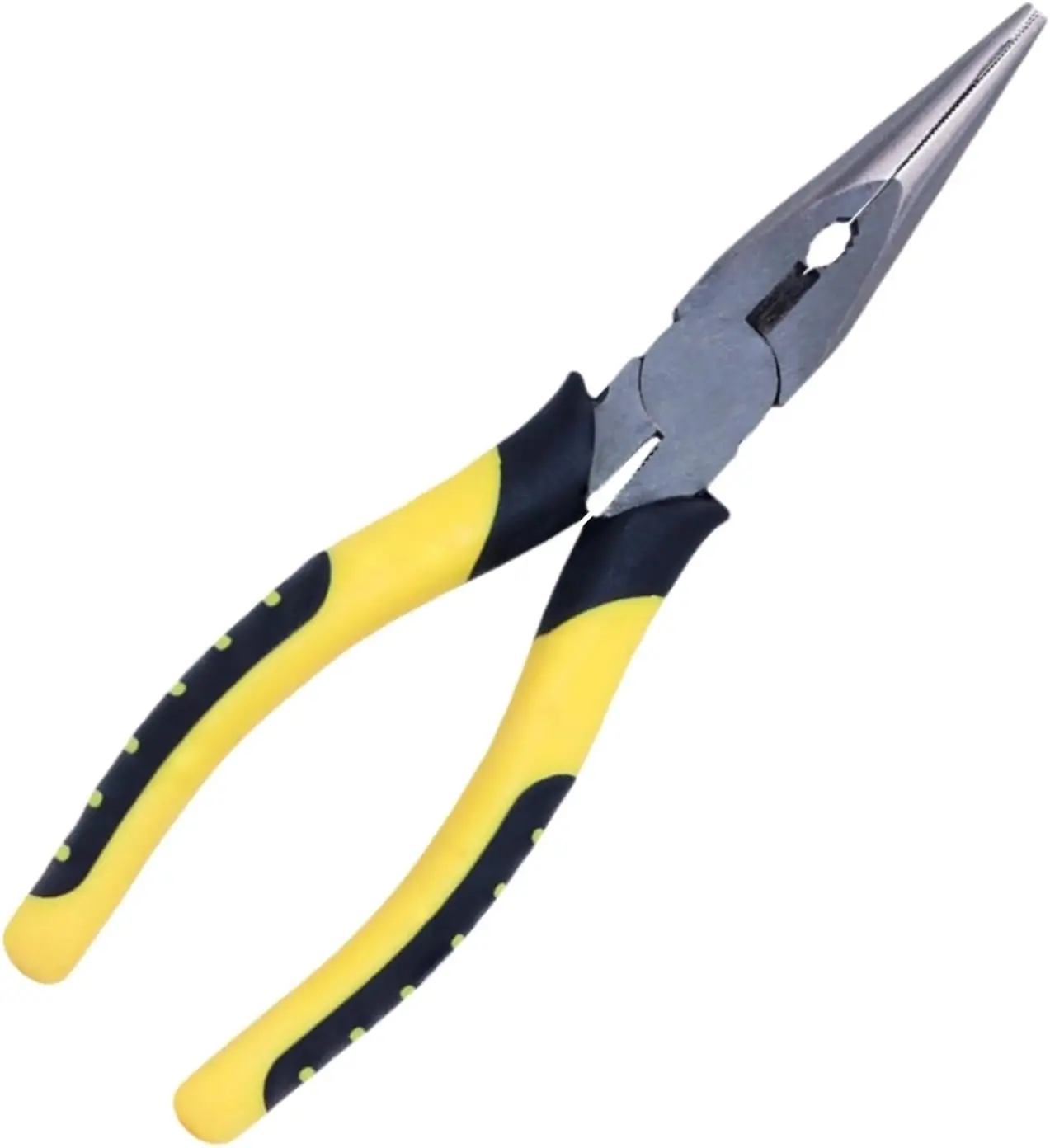 1 Pair 8-Inch Jeweler's Needle Nose Slip-Joint Pliers - Premium Heavy-Duty CRV Steel, A4 Clamp Std. Precision, Large TPR Grips, Built-In Wire Cutters for DIY Repair Bending, Cutting Tasks, Environmentally Responsible, Jewelers