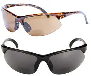 2 Pair of Lightweight Bifocal Sport Wrap Reading Sunglasses, Outdoor Sun Readers for Men and Women with UV400 Protection
