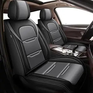 Faux Leather 5-Seat Car Seat Cover & Cushion Full Set, Chucks-Compatible for Chevrolet Impala 2014-2020, UV-Protection Dust-Guard Modern Automotive Interior Accessory