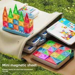 Mini Magnetic Tiles Set, 46 Pieces, Mini Size, Travel Fun, Perfect Gift for Kids, Play Anywhere, No Choking Hazard