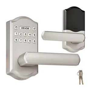 fathersdaygift  VEVOR Keyless Entry Door Lock with Handle, Electronic Lever Door Handle with Keypad, Customizable User Codes, Keyed Entry, Auto Lock, Anti-Peeking Password, Backlit Keypad, for Home, Satin Nickel