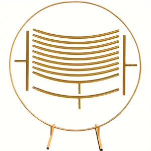 New 6.5FT Metal round Wedding Arch Circle Backdrop Stand Balloon Frame Gold Metal Arch for Ceremony Birthday Party Baby Shower Anniversary Bridal Graduation Background Decoration
