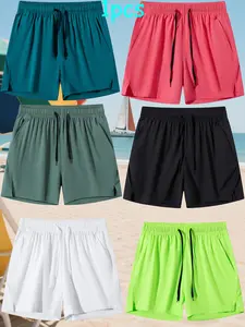 Men's Summer New Quick-Dry Casual Shorts, Multiple Colors Available, Loose Straight Drawstring Design, Breathable Comfort, Beach Vacation Sport, Casual Athletic Shorts