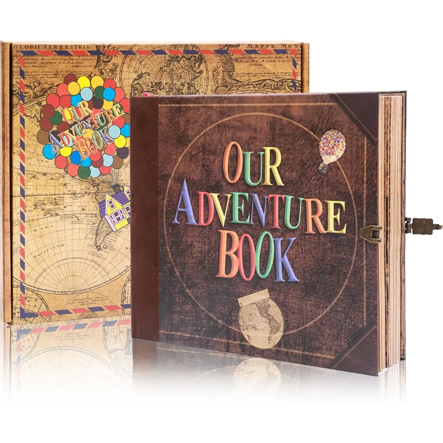 146-Page Handmade Scrapbook with Embossed Leather Cover - Home Decor Memory Album, DIY Card Set, Crafts Kit with Scrapbooking Ideas, Meaningful Gifts for Anniversaries, Weddings (Up Saga Inspired, Pages Turn Memories Into Art)