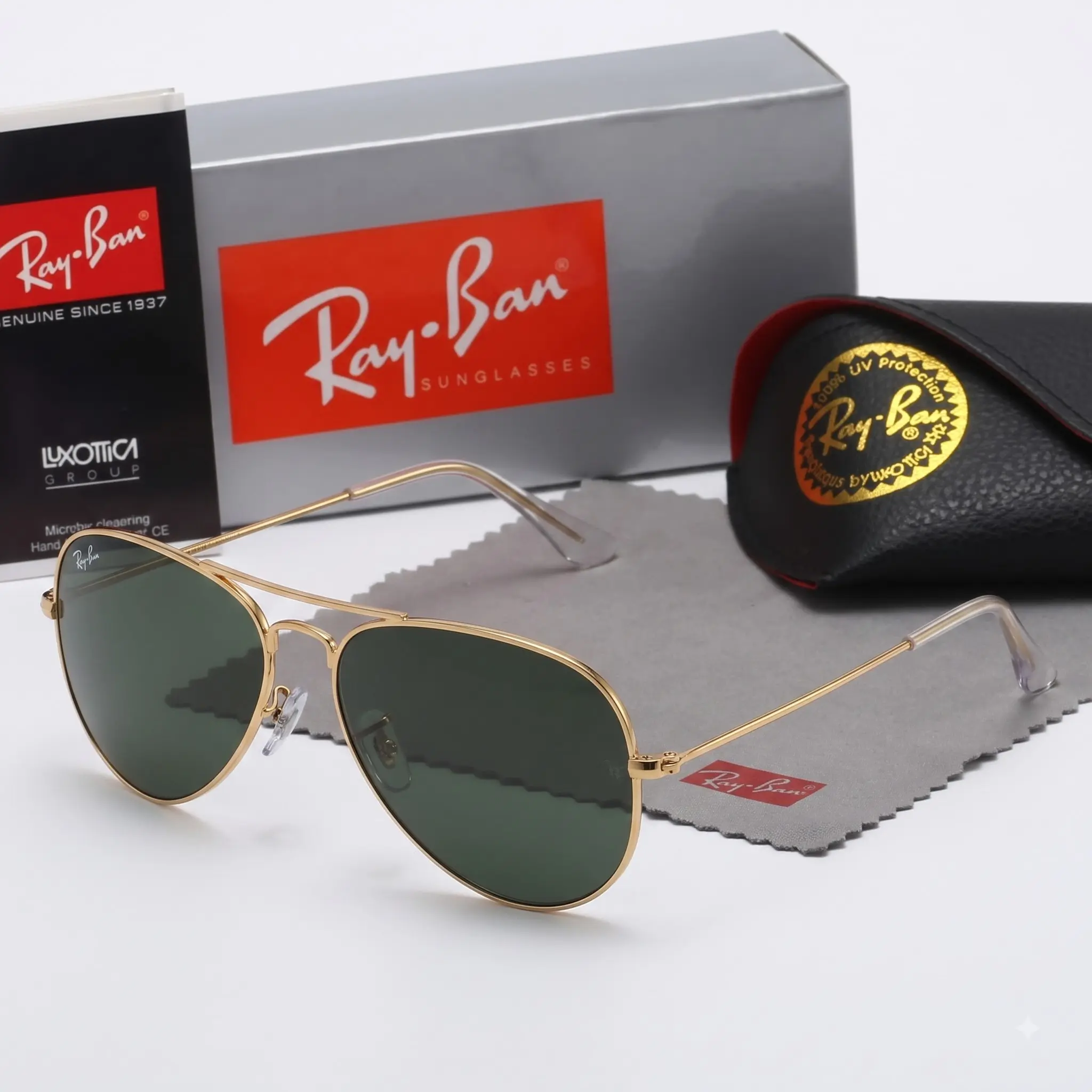 [ Buy 2, Get 1 FREE ] Ray-Ban Signature Aviator Sunglasses Gold Frame Gradient Lens Luxury Driving Sunglasses for Adults