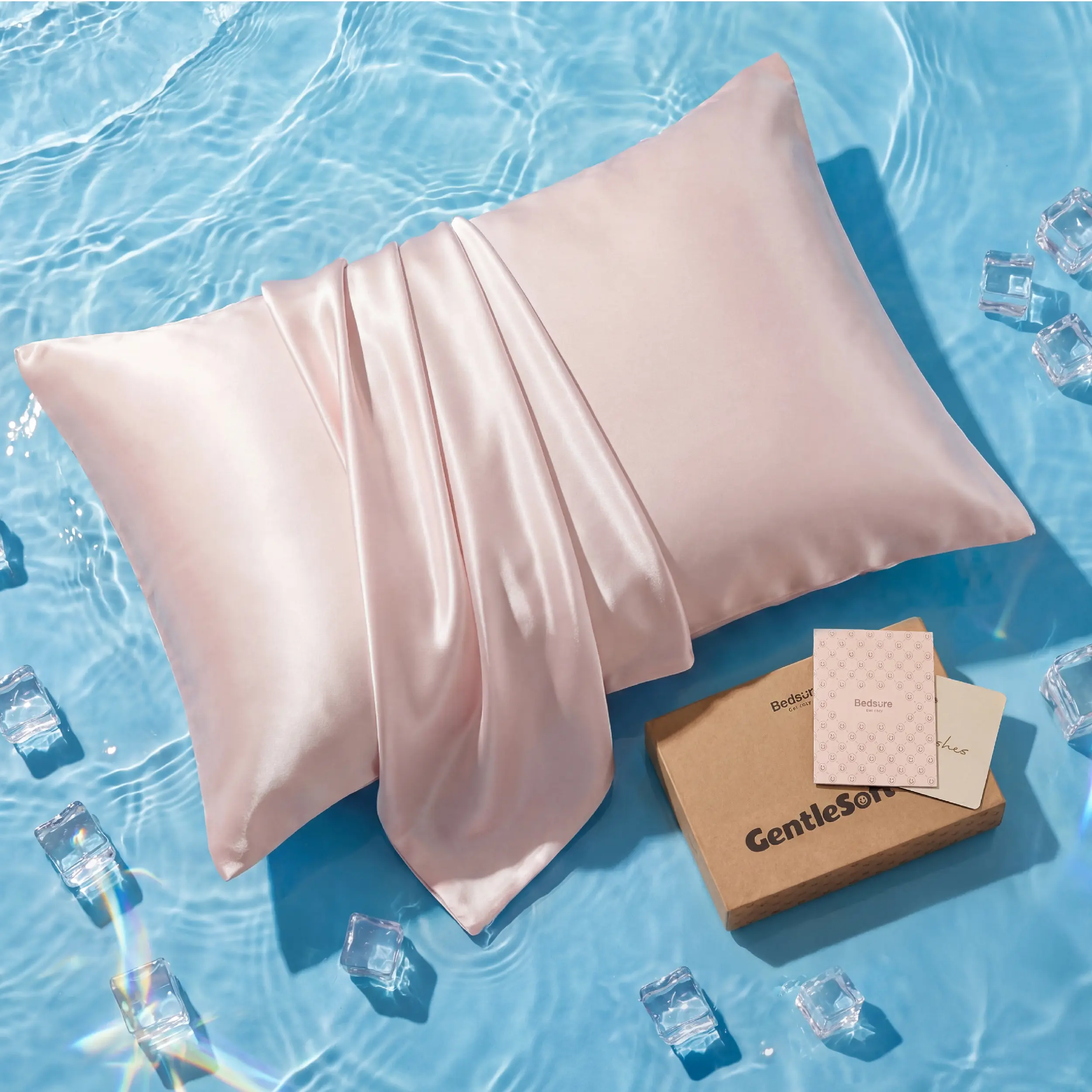 Bedsure Cooling Pillowcase 2-Pack Set, 82% Nylon 18% Spandex Silk-Like Bedding, Hidden Zipper, Skin-Friendly, Hair Care & Frizz Control, Wrinkle Resistant, Gifts for Women