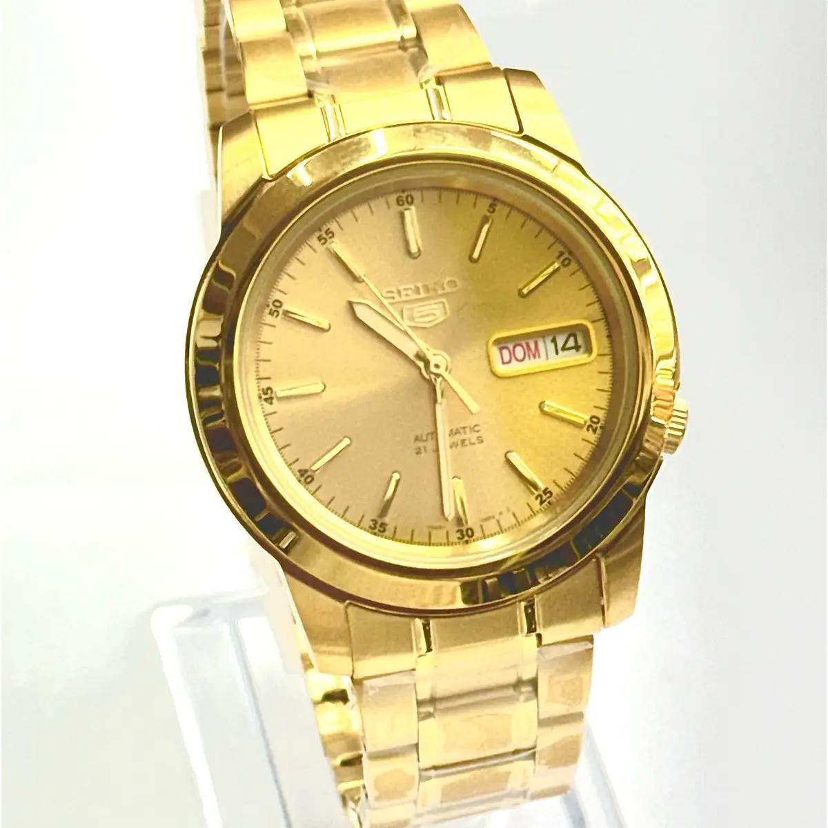 Seiko New SNKE56K1 Automatic Watch Gold-Tone Stainless Steel Date Display Classic Men's Fashion Model SNKE56K1