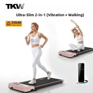 【2026 Fresh Appearance】TKW 4-in-1 Foldable Treadmill with Vibration Function & Armrests, Portable Quiet Walking Pad for Home & Office, LED Display for Walking & Jogging