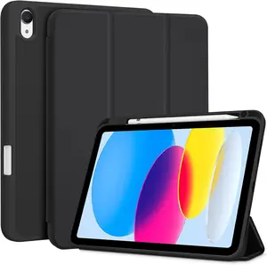 iPad (A16) 11th Generation 11 Inch 2025/ iPad 10th Generation 10.9 Inch 2022 Case with Pencil Holder, Hybrid Cover with Soft TPU Back, Supports Touch ID, Auto Wake/Sleep -Black