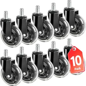 Office Chair Wheels, Set of 10 Rubber Caster Wheels, Roller Blade Wheel Heavy Duty Casters, Replacement Wheels for Most Chair Wheel, Easy to Install (Not for IKEA)