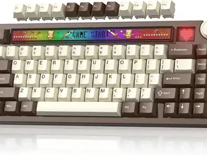 Womier K80 75% Mechanical Keyboard with Screen and Knob, Retro Creamy Wireless Bluetooth Gaming Keyboard Custom Clear Anime Light Box, RGB/Hot Swappable/PBT Keycaps, VIA Programmable for Mac/PC