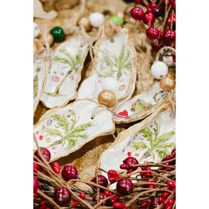 Palmetto Tree Oyster Shell Ornaments - Handcrafted Coastal Decor