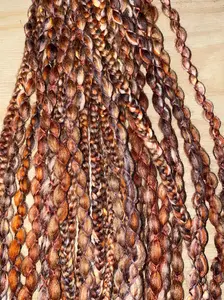 Fancy brown double ended and single ended wool dreadlock extensions