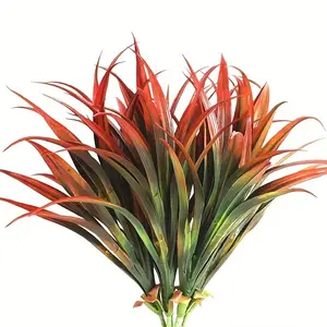 8pcs Creative Design Artificial Grass, UV-Resistant Green Plastic Outdoor Fake Plants for Hanging in Home Windows, Gardens, Offices, Patios, Planters, Walkways, and Front Porch Decor